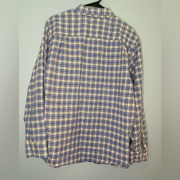 Tommy Bahama Shirt Mens Large Blue Plaid Linen Blend Long Sleeve Logo - Picture 2 of 9